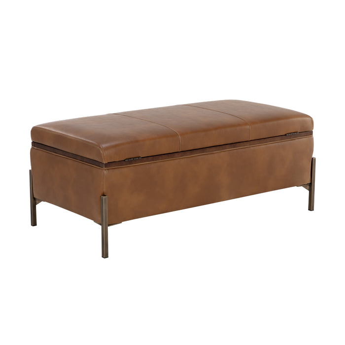 Sunpan Kael Tobacco Tan Faux Leather Storage Bench 