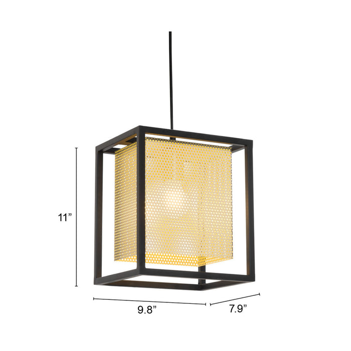 Zuo Yves Modern Perforated Steel Pendant Ceiling Lamp Gold & Black