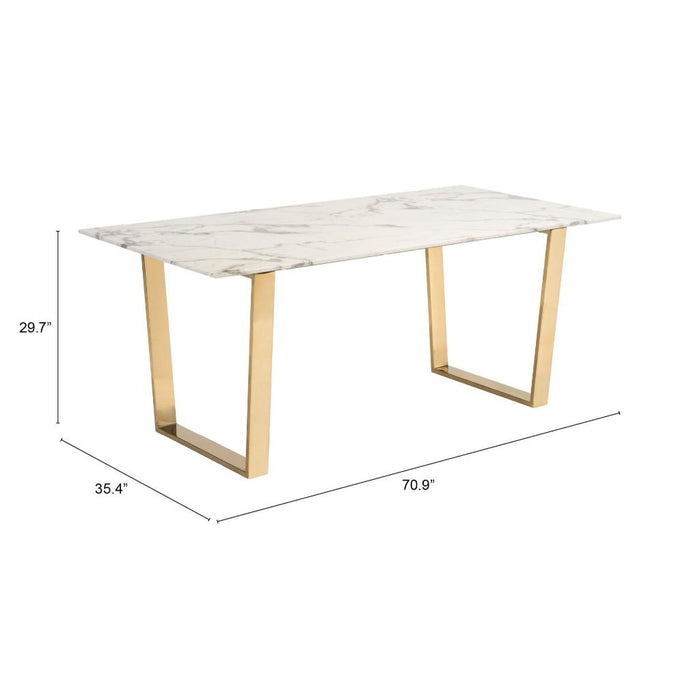 Zuo Atlas Dining Table White & Gold