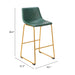 Zuo Augusta Barstool Green & Gold