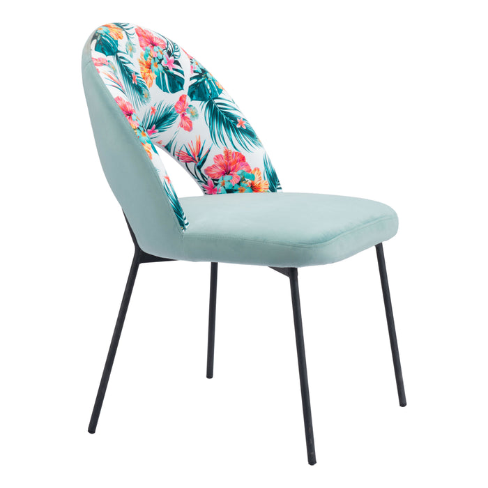 Zuo Bethpage Dining Chair Multicolor Print & Green