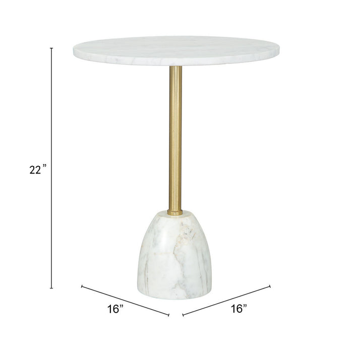 Zuo Cynthia White Marble Side Table