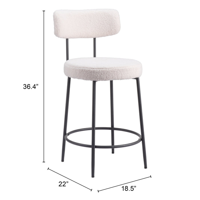 Zuo Blanca White Counter Stool