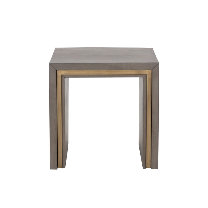 Sunpan Hilbert Square Grey Solid Acacia Wood Side Table 