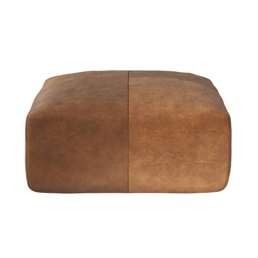 Sunpan Elio Brown Italian Bovine Leather Ottoman 