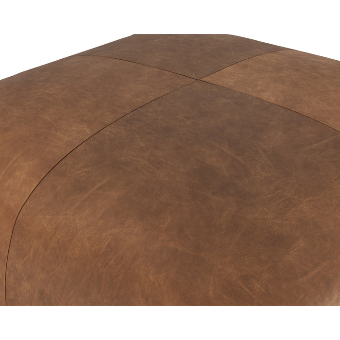 Sunpan Elio Brown Italian Bovine Leather Ottoman 