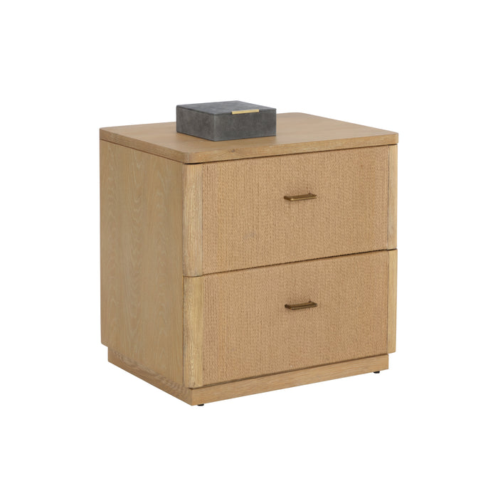 Sunpan Etienne Rectangular Paper Rope Drawer Wood Nightstand