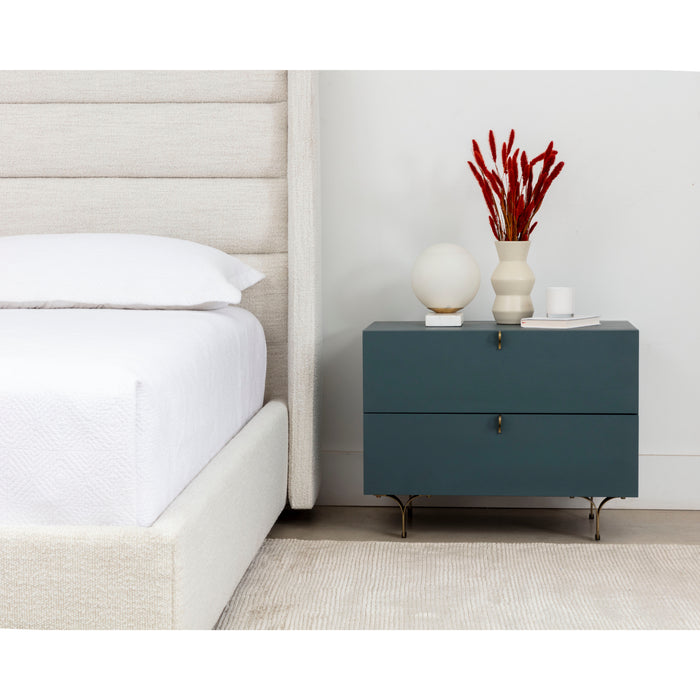 Sunpan Luxury Emmit Queen Bed and Nightstand Upholstered Bedroom Set