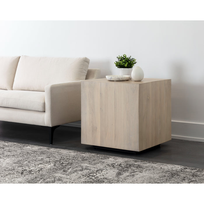 Sunpan Frezco Square Block Solid Mango Wood Side Table