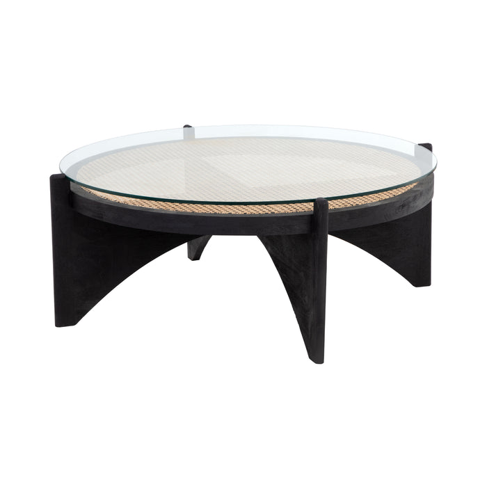 Sunpan Adora Round Glass Top Black Coffee Table