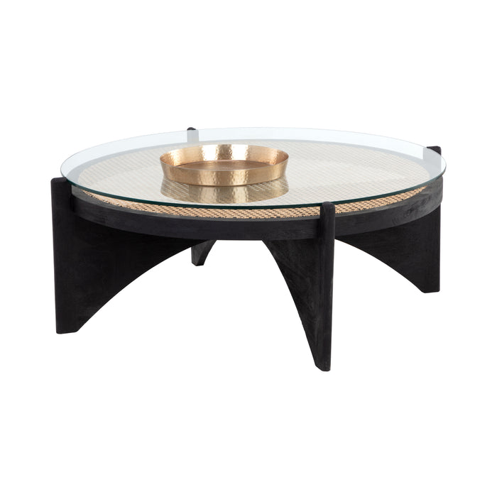 Sunpan Adora Round Glass Top Black Coffee Table