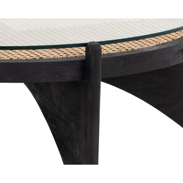 Sunpan Adora Round Glass Top Black Coffee Table