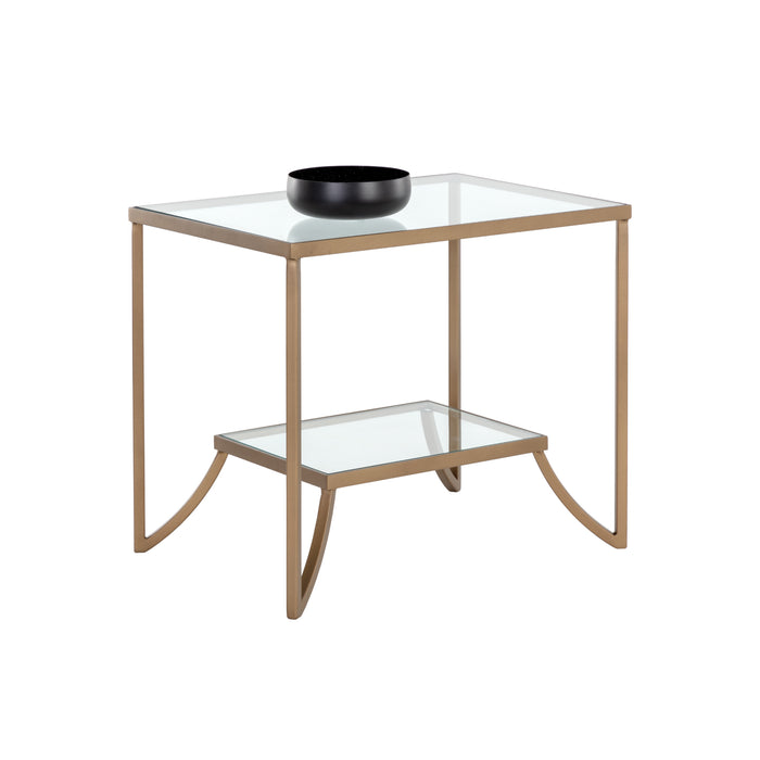 Sunpan Kessler Rectangular Clear Tempered Glass Top Side Table 