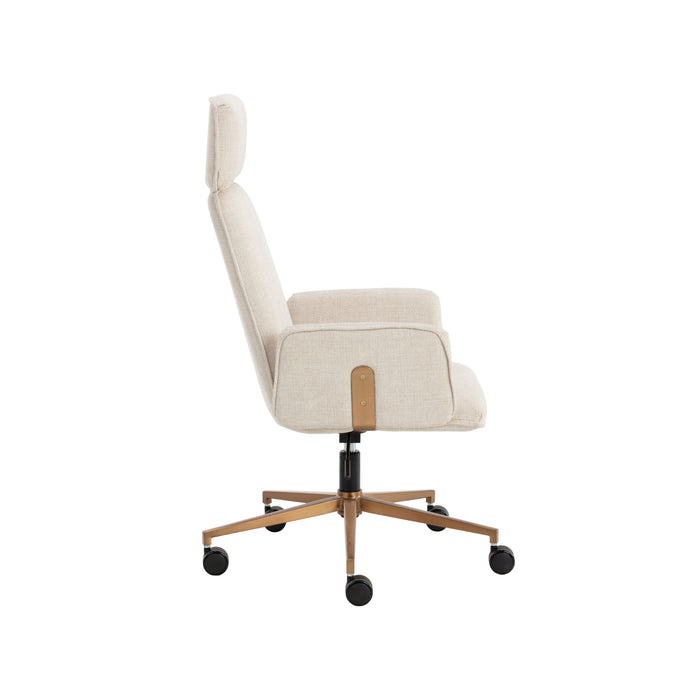 Sunpan Kalev White Fabric Adjustable Swivel Office Chair