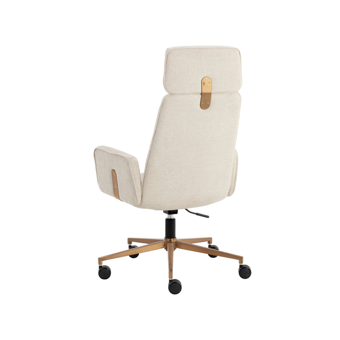 Sunpan Kalev White Fabric Adjustable Swivel Office Chair