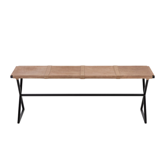 Sunpan Elon Brown Buffalo Leather Bench