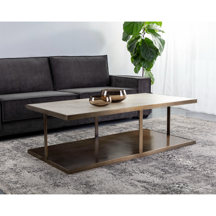 Sunpan Kamali Rectangular Solid Marble Top Coffee Table 