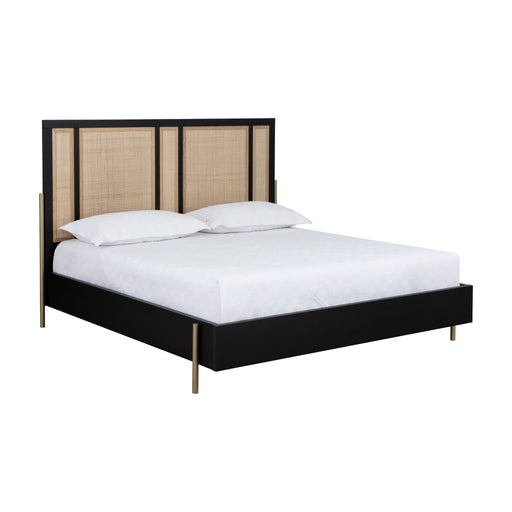 Sunpan Avida King Size Bed Frame Dark Wood Rattan 110387