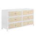 Sunapn Tierra Solid White Oak Wood Rattan Drawers Dresser 