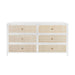 Sunapn Tierra Solid White Oak Wood Rattan Drawers Dresser 