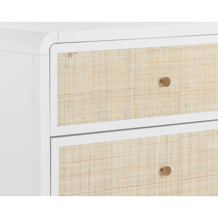 Sunapn Tierra Solid White Oak Wood Rattan Drawers Dresser 