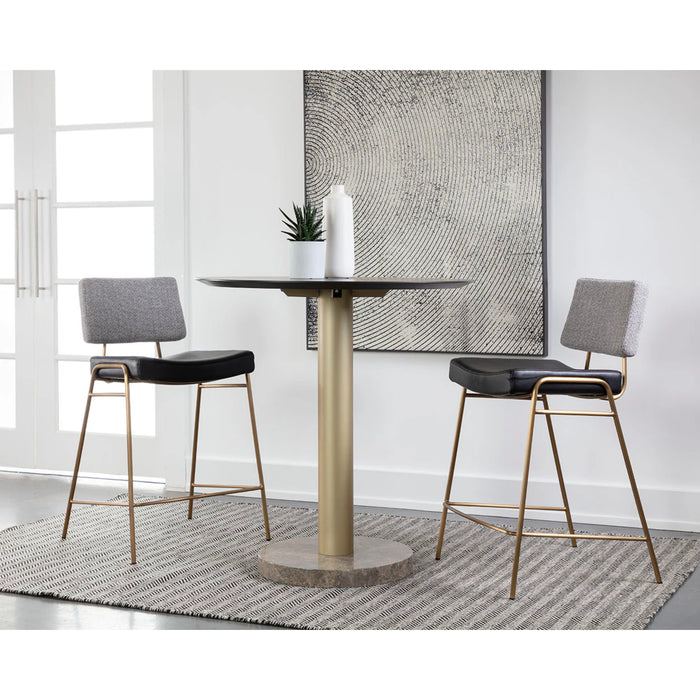 Sunpan Modern Round Marble Bar Table and Brinley Stool Set