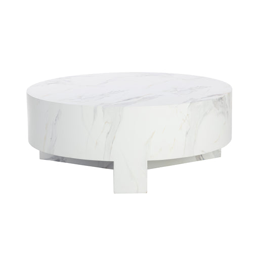 Sunpan Mirella Indoor and Outdoor White Round Marble Coffee Table 