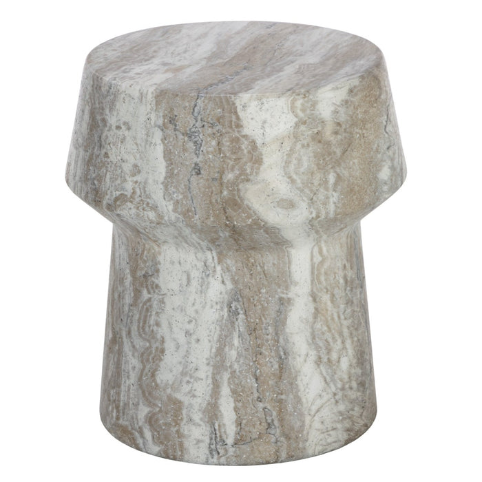 Sunpan Brie Indoor and Outdoor Round Faux Marble Concrete End Table 