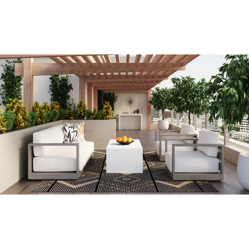 Sunpan Modern Armchair Console Coffee Table and Tavira Sofa Outdoor Patio Set