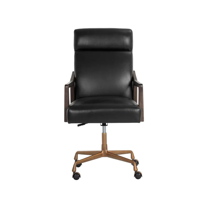 Sunpan Collin Bovine Leather Swivel Office Chair