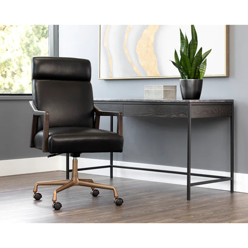 Sunpan Collin Bovine Leather Swivel Office Chair