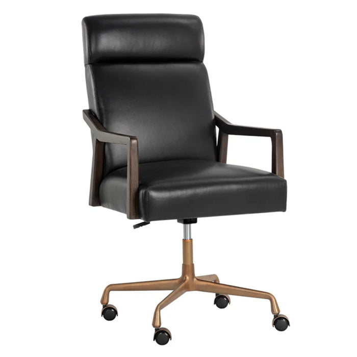 Sunpan Collin Bovine Leather Swivel Office Chair