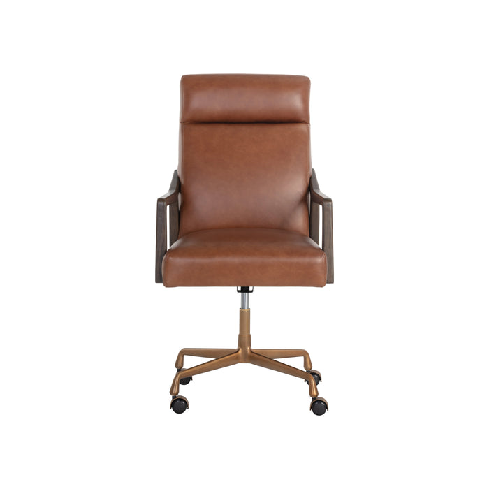 Sunpan Collin Bovine Leather Swivel Office Chair