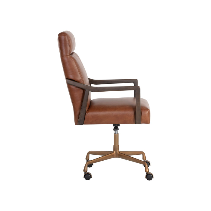 Sunpan Collin Bovine Leather Swivel Office Chair