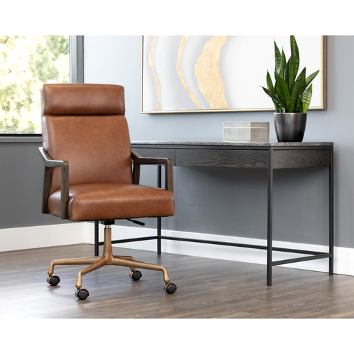 Sunpan Collin Bovine Leather Swivel Office Chair