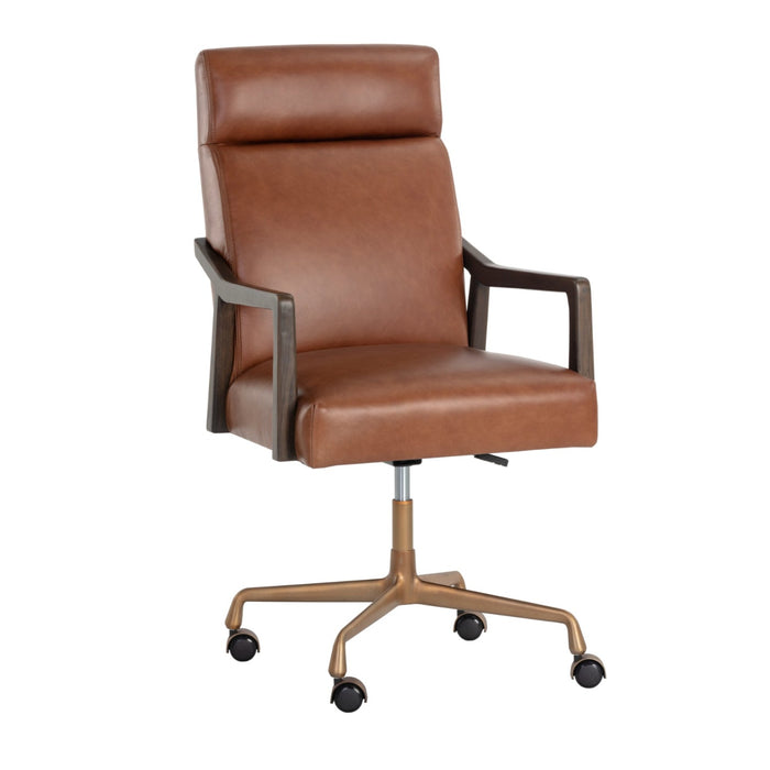 Sunpan Collin Bovine Leather Swivel Office Chair