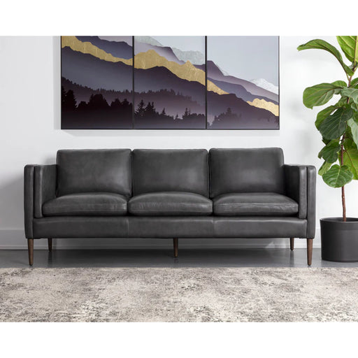 Sunpan Richmond Black Leather Sofa