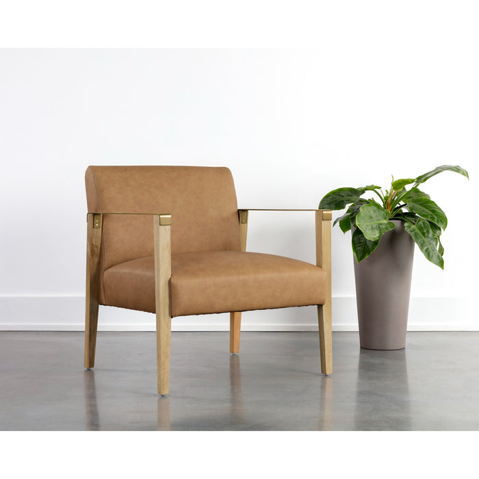 Sunpan Earl Brown Leather Modern Lounge Chair 