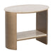 Sunpan Roshni Oval Cream Travertine Stone Side Table