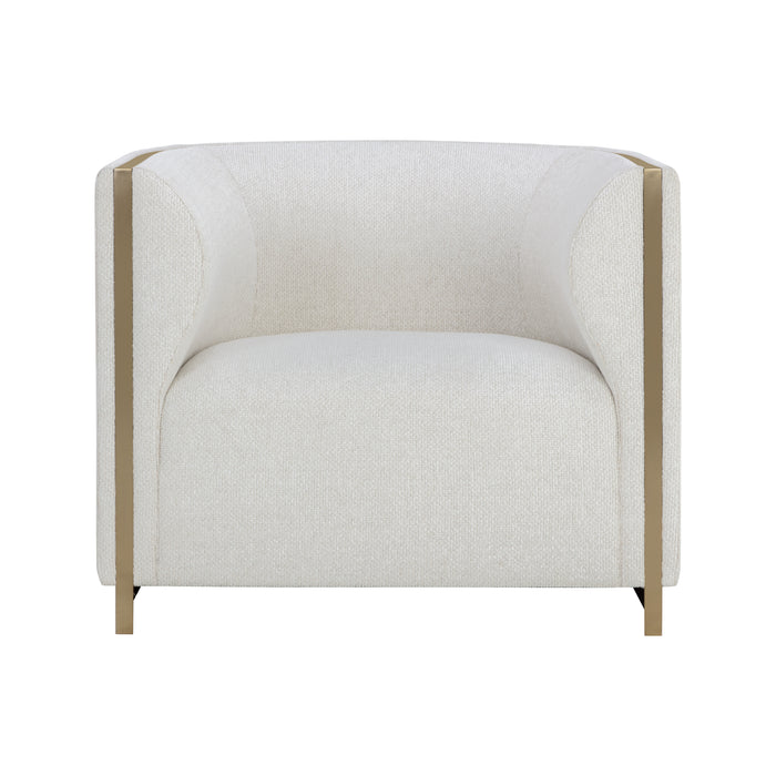 Sunpan Larron White Fabric Modern Armchair