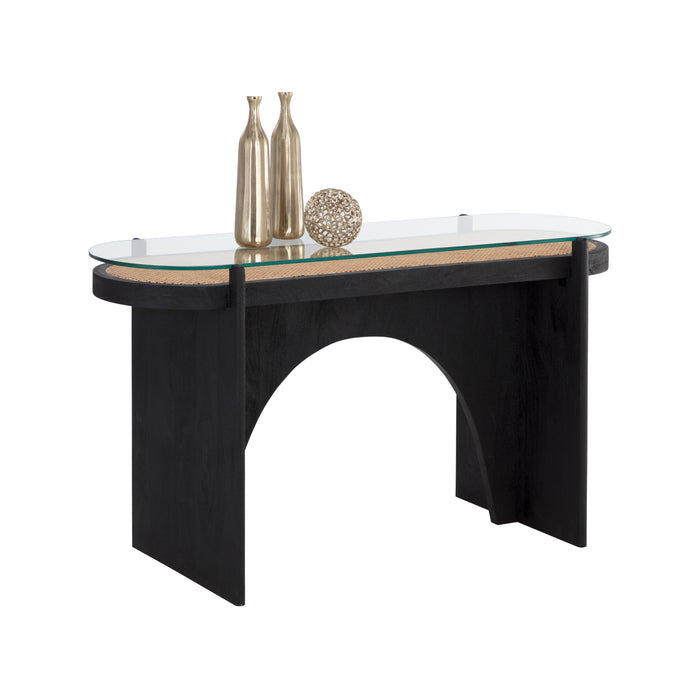 Sunpan Adora Clear Tempered Glass Top Console Table