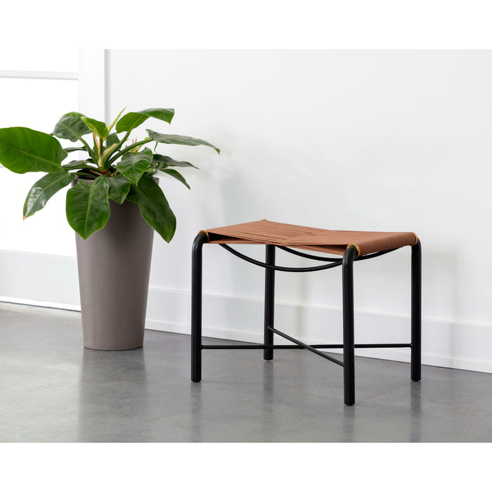 Sunpan Riz Handcrafted Leather Cord Seat Stool