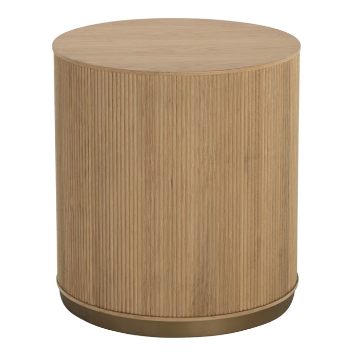 Sunpan Kalla Round Solid Oak Wood Side Table