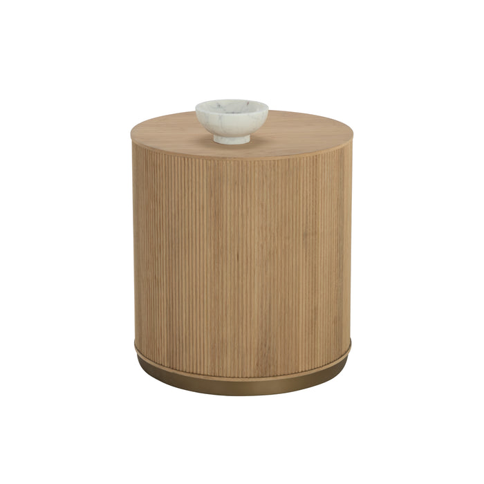 Sunpan Kalla Round Solid Oak Wood Side Table