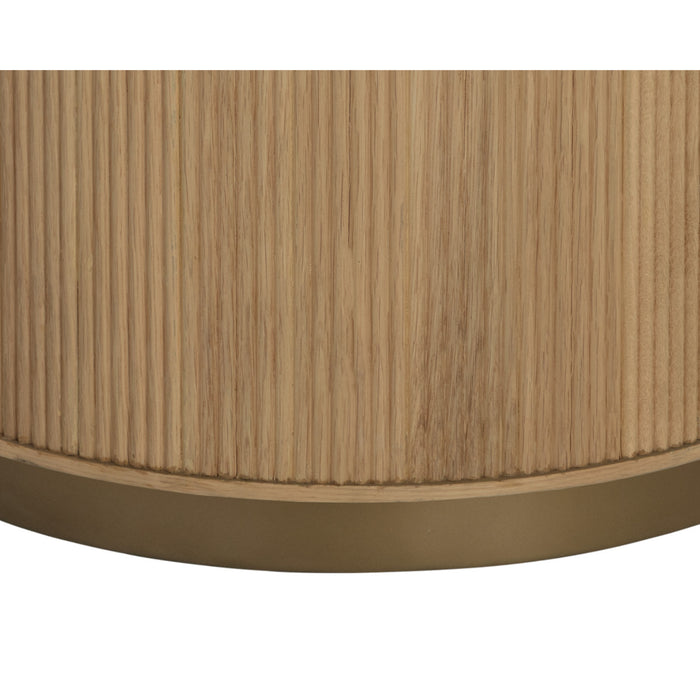 Sunpan Kalla Round Solid Oak Wood Side Table