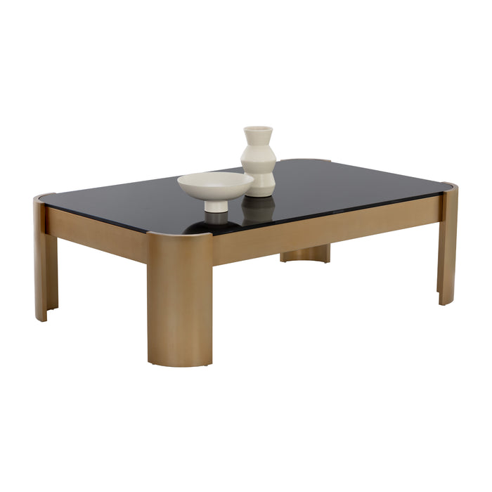 Sunpan Irvine Rectangular Black Tempered Glass Top Coffee Table