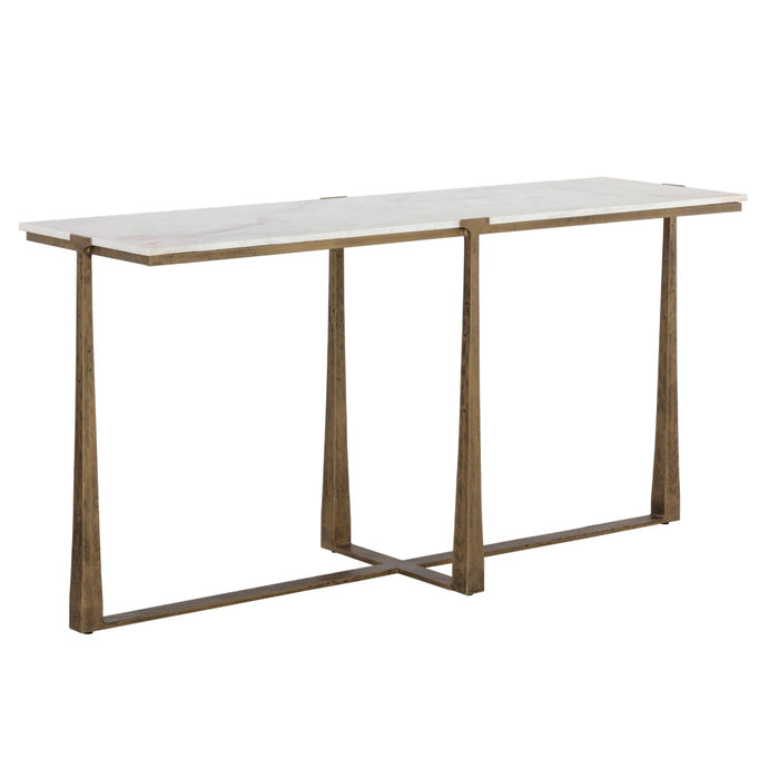 Sunpan Cowell White Marble Top Trestle Modern Console Table 