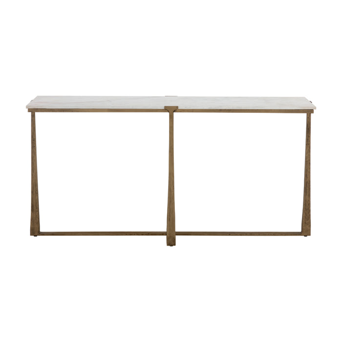 Sunpan Cowell White Marble Top Trestle Modern Console Table 