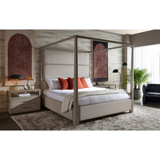 Sunpan Danette Canopy King Size Bed Zenith Taupe Grey