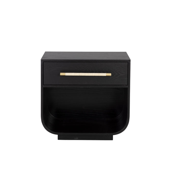 Sunpan Tarrant Rectangle Black Solid Oak Wood Nightstand 